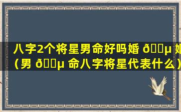 八字2个将星男命好吗婚 🌵 姻（男 🌵 命八字将星代表什么）